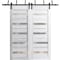 Sartodoors Sliding Closet Bi-fold Doors 72 x 80in, Matte Black Clear Glass, Sturdy Tracks Moldings Trims LUCIA2166BF-BLK-72 - alternate 1